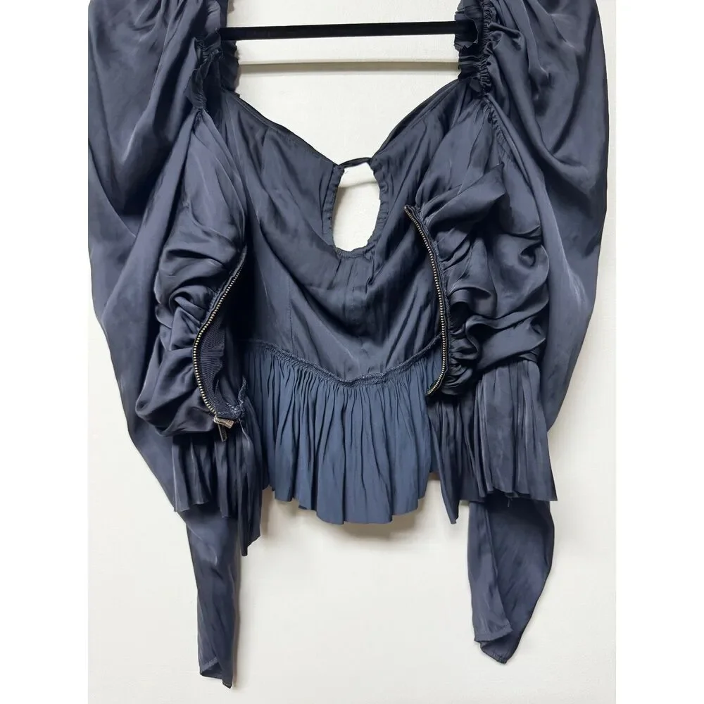 ULLA JOHNSON Mirelle Blouse, Noir, Black, Sz 8